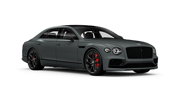 Bentley Rotterdam Bentley Flying Spur S front side angled view in Cambrian Grey coloured exterior. 